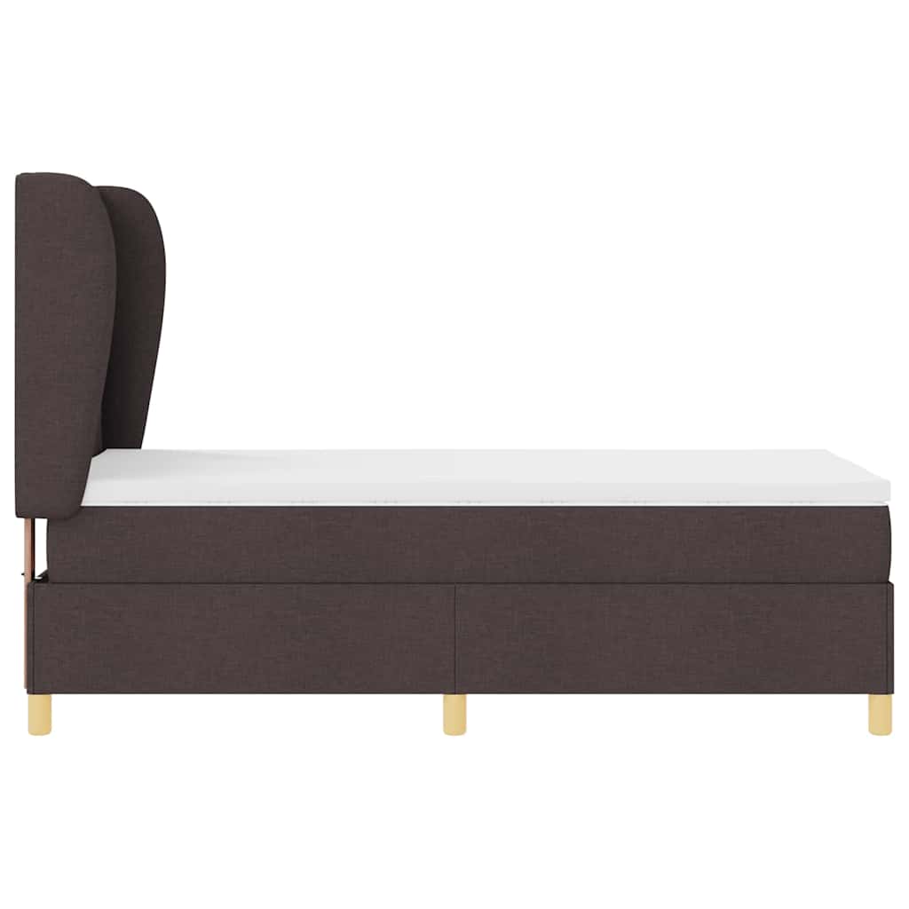 Boxspring Bed with Headboard Dark Brown 190 x 90 cm Fabric