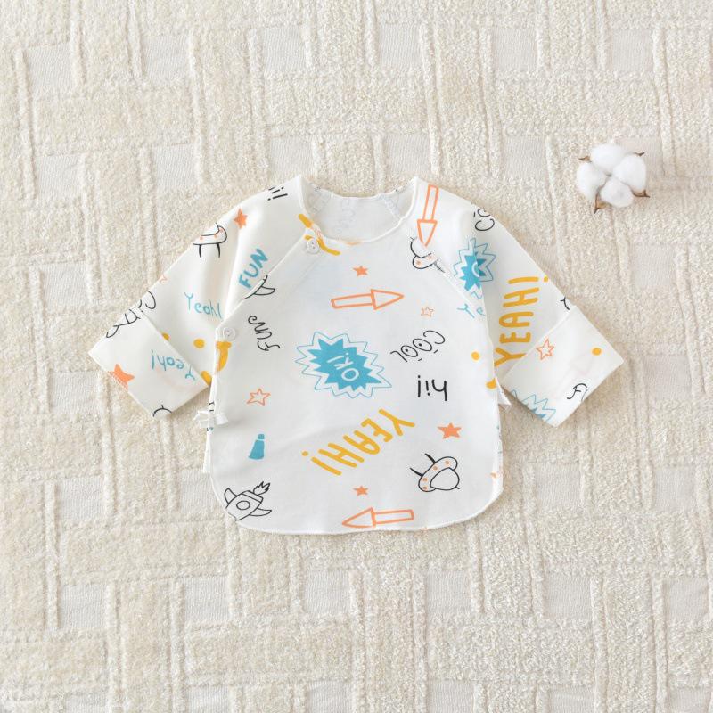 Newborn All-Season Monk Style Half-Back Shirt Top 6-10 lbs