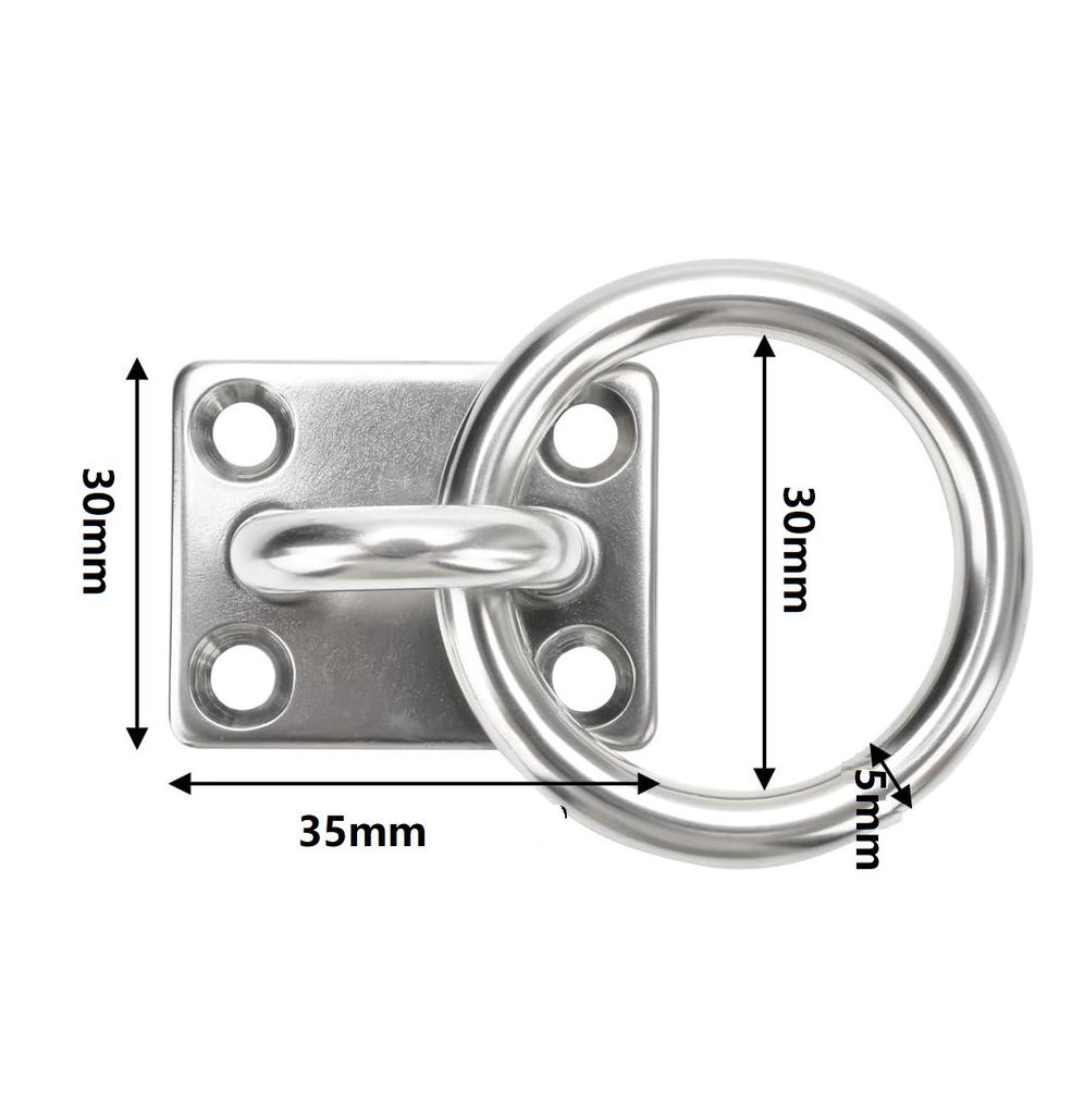 Stainless Steel Eye Plate with Hook for Heavy Duty Mounting Hooks Silver 6X4.8X4.1CM