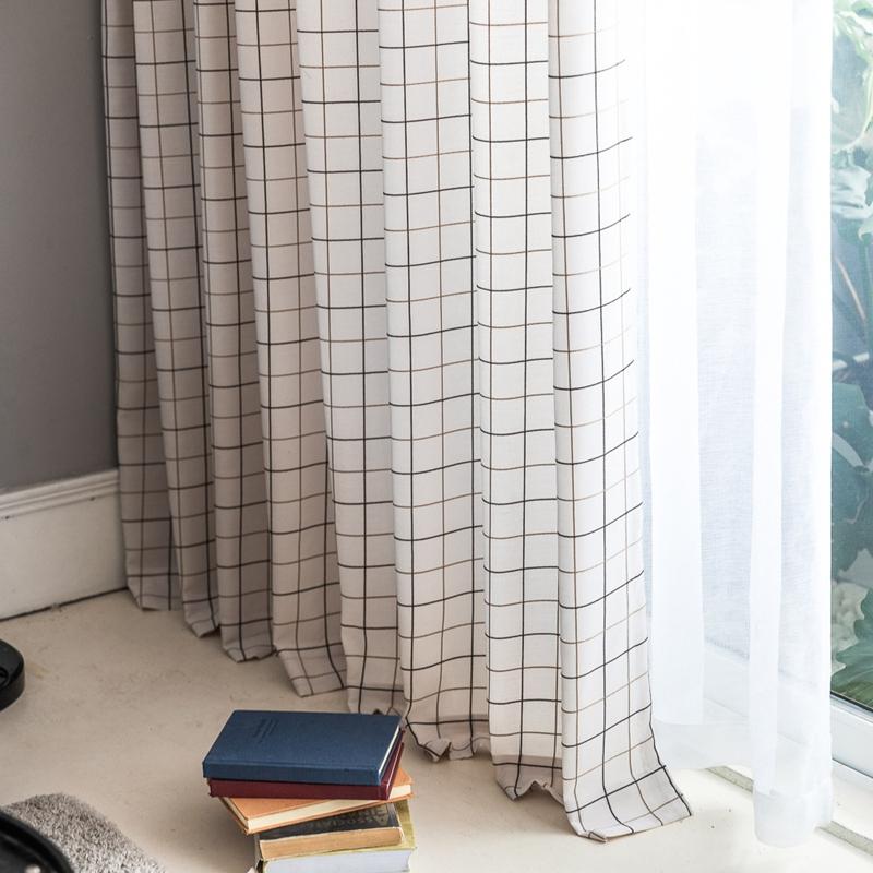 

White Small Square Bedroom Living Room Decorative Curtains Finished Short Valance Japan Style Cotton Linen Semi-shading Curtain W60 x H90cm&Rod Pocket