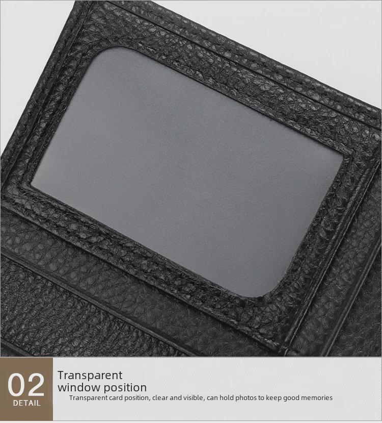 RFID-Kartenhalter aus echtem Leder für Herren mit Steckplatz für Ausweisfoto, 2-fach gefaltete Oberschicht aus Rindsleder, Modell 8149.