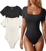 2023 Summer Women's Yoga Ribbed Short Sleeve Jumpsuit