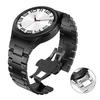 Push Button Mechanical Butterfly Clasp Stainless Steel Watch Band For Samsung Galaxy Watch FE/7/6/5/4, Adjustable Metal Replacement Strap