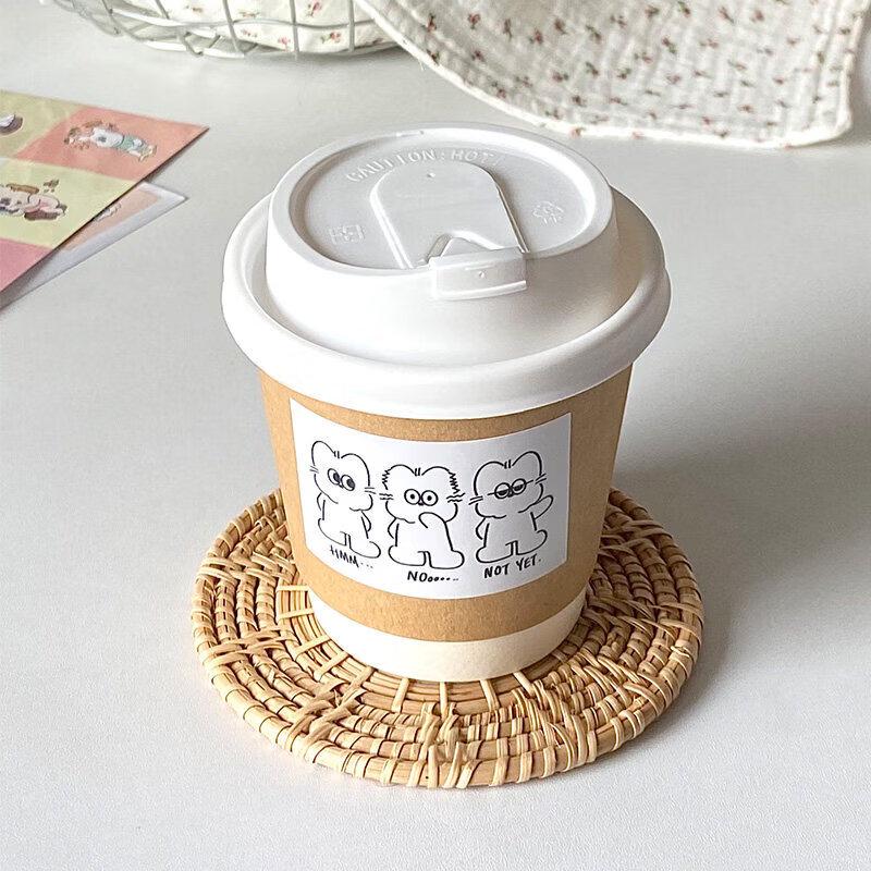 Disposable Double-Layer Kraft Paper Coffee Cup with Lid