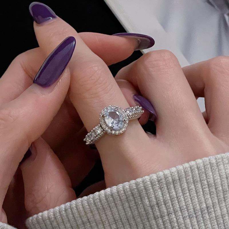 Micro-Set Zircon Bright Imitation Diamond Open Ring Light Luxury High Sense Niche Design Fashion Accessories Women
