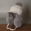 Autumn and winter plush warm ear protection rabbit fur hat hairball face ducktongue knitted hat girls hat