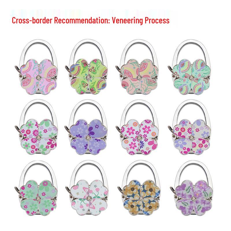 Four-Leaf Clover Enamel Handbag Hook - Zinc Alloy Hanger