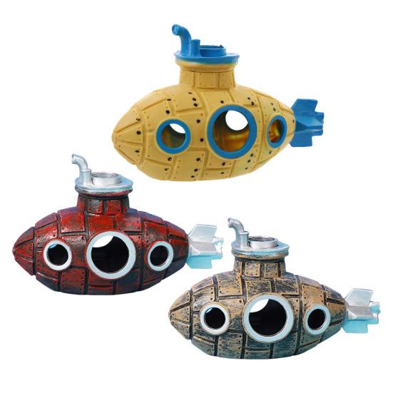 Hollow Submarine Fish Tank Decoration Aquarium Shrimp Hideout Small Fish Breeding Cave Shelter for Shrimp Betta Lizards
