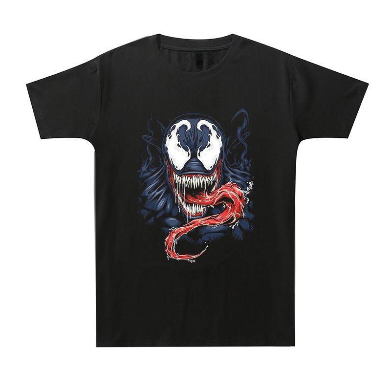 Genuine Authorized Venom Print Men's T-Shirt Casual Wear Cotton Spiderman Pop Short Sleeve Loose Large Size