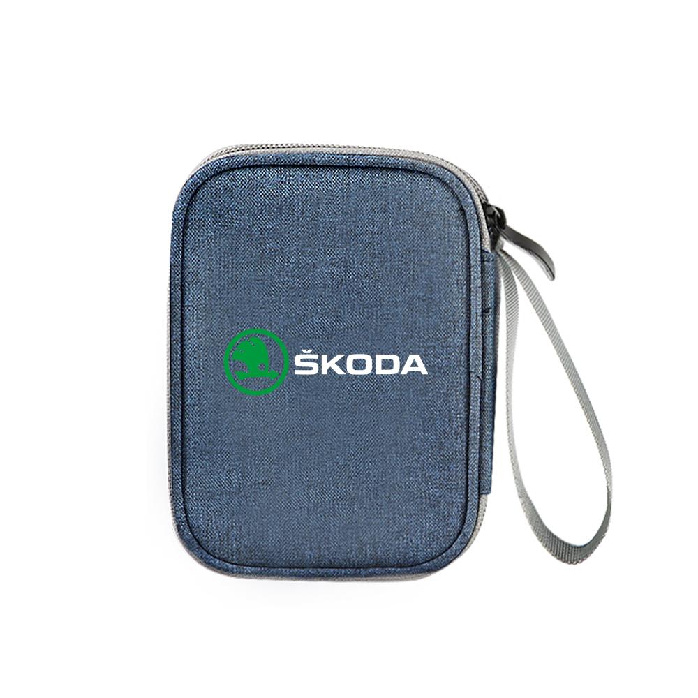 Car Travel Organizer Portable Key Case Earphone Storage Bags For Skoda S Octavia A5 3 VII VRS Vision Kodiaq Favorit Rapid Fabia WD8