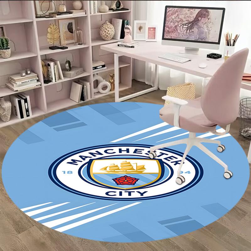 1pc Football Team Print Round Carpet Chair Round Carpet Suitable for Bedroom Living Room Home Decorative Carpet