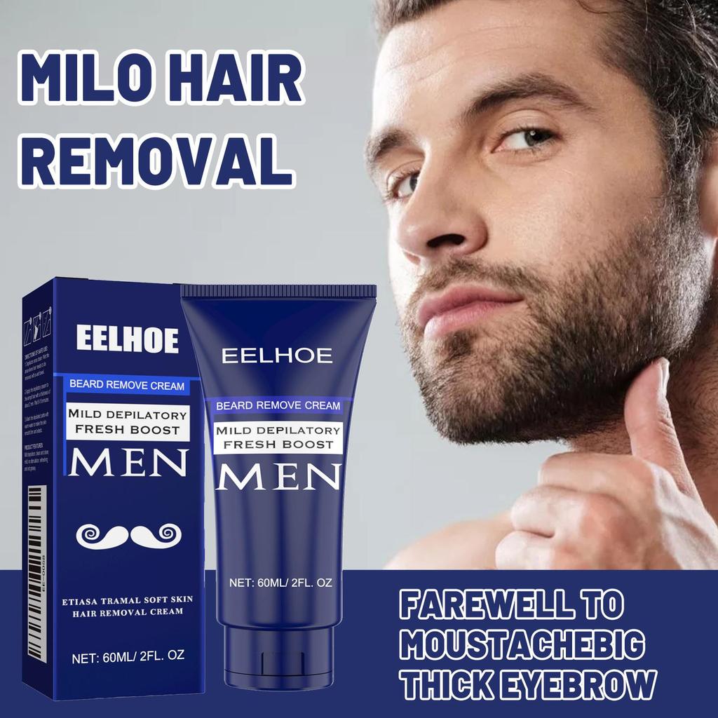 EELHOE Gentle Men's Hair Removal Cream: Soft Cleansing for Chest Hair & Beard, Moisturizes Skin Without Irritation