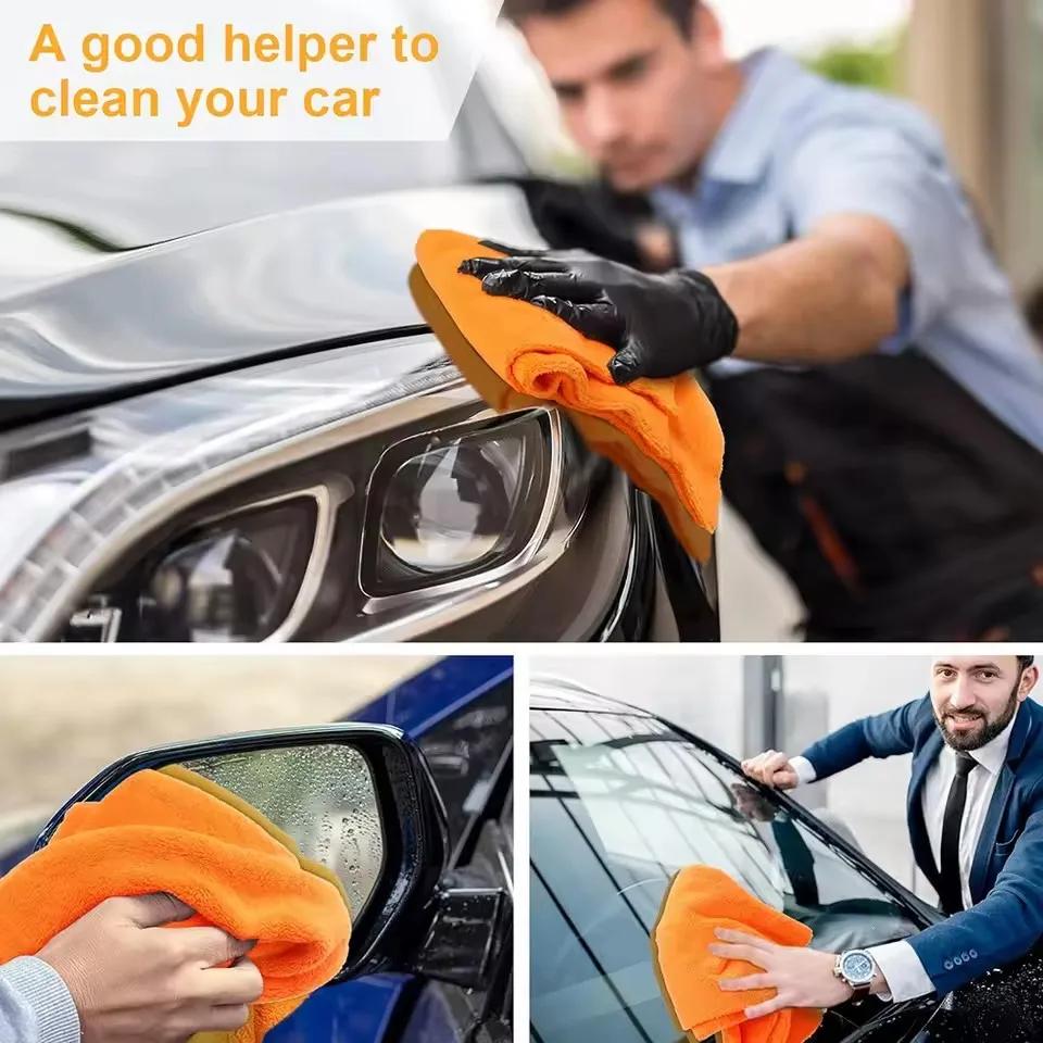 40x40cm Borderless Microfiber Automotive Towel Details Dry Cleaning Polishing Towel Plush Absorbent Microfiber Cloth