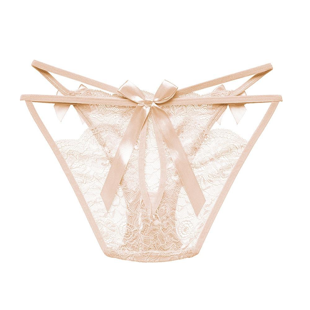 Sexy Lace Pure Lust Seduction Women's Briefs Mood Hollow Bow Mid-waist Comfortable Cotton Crotch Girl Panties