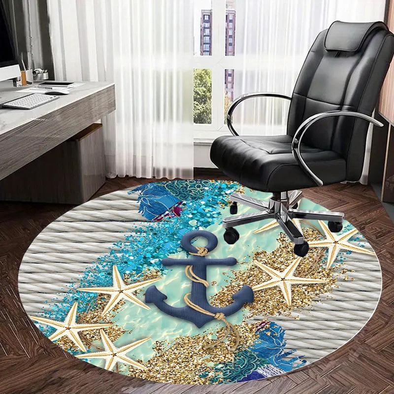 1pc Office Carpet Chair Mats Nautical Anchor Coastal Decor Perfect for Decorating Office Chairs, Living Rooms, Or Bedrooms