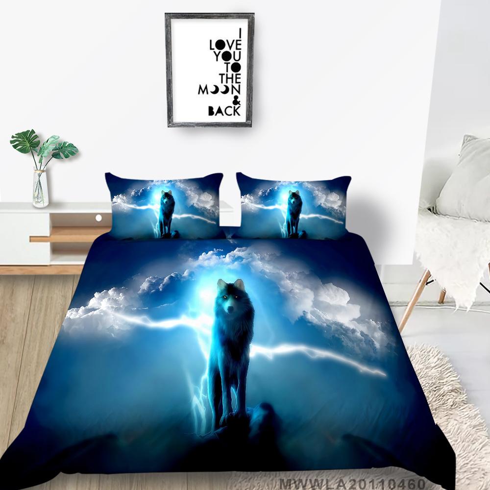 2023 New Style Wolf Print Bed Quilt Cover Comforter Duvet Covers Breathable Kids Friend Gift Cool Creative Home Decor Washable Bedclothes