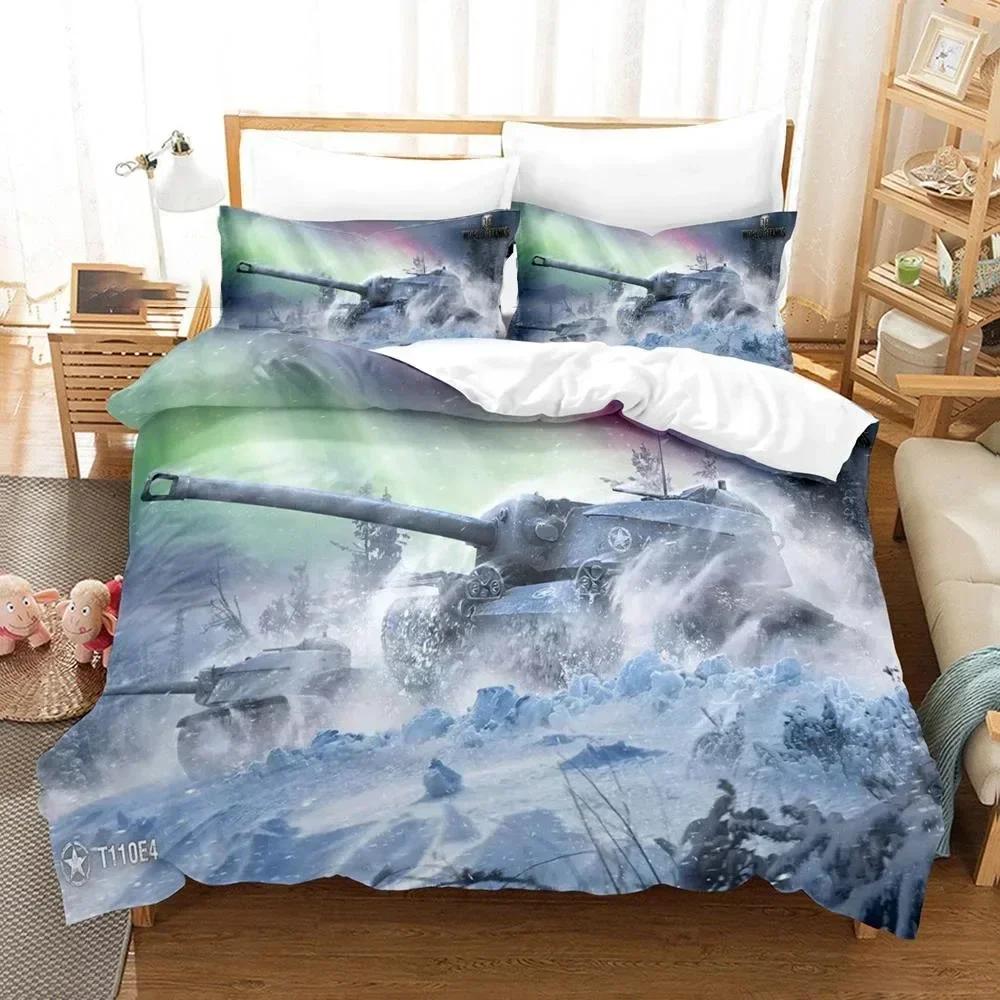 3D Printed World of Tanks Bedding Set Duvet Cover Sheet Printed Bed Set Pillowcase Bed Full Queen King Size Comforter Bedroom