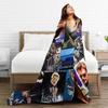 Rock Star Johnny Hallyday Flannel Blanket  Soft Warm Throw Blanket for Couch Bed Airplane Travel Funny Bedspread Sofa Bed Cover