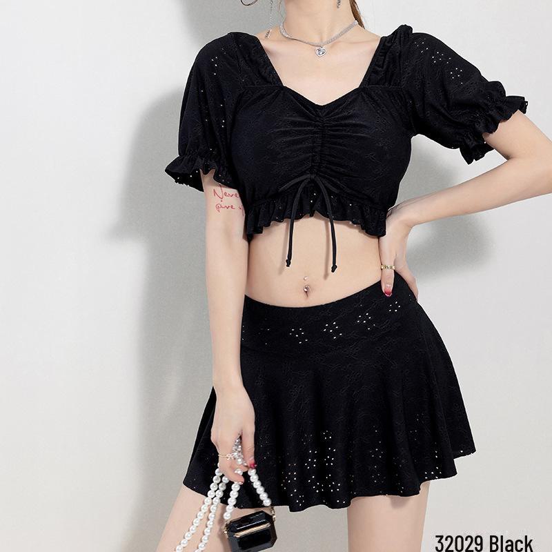 Women’s Sexy Slim Gathered Swimsuit with Split Skirt - 2025 Hot Spring Fashion