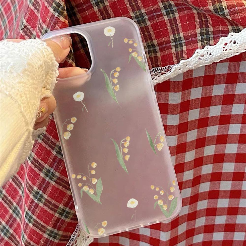 Mobile Phone Cases for iPhone 11 13 15 Pro Max 12 14 Pro Max Case iPhone 16 15 Plus 13 Pro 12 Frosted Texture Painted Cartoon Flowers