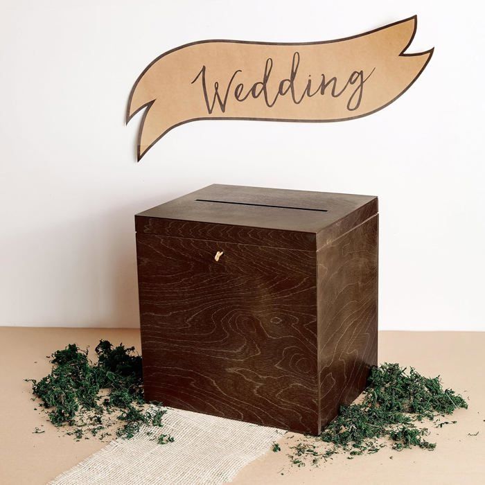 Boîte Enveloppes Creative Deco Urne Mariage Marron Foncé 29x25x30 cm