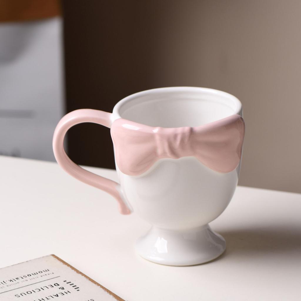 300ml Bow Coffee Mug Cute 3D Bow Tie Ceramic Coffee Mug High Temperature Resistance for Hot Cold Drinks
