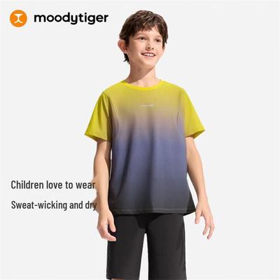 Moodytiger Kids' Quick-Dry Summer Round Neck T-Shirt