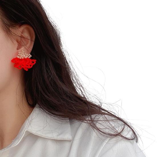 Handmade Beaded Earrings Boho Beaded Flower Earrings Floral Drop Earring Women's Summer Beach Jewelry