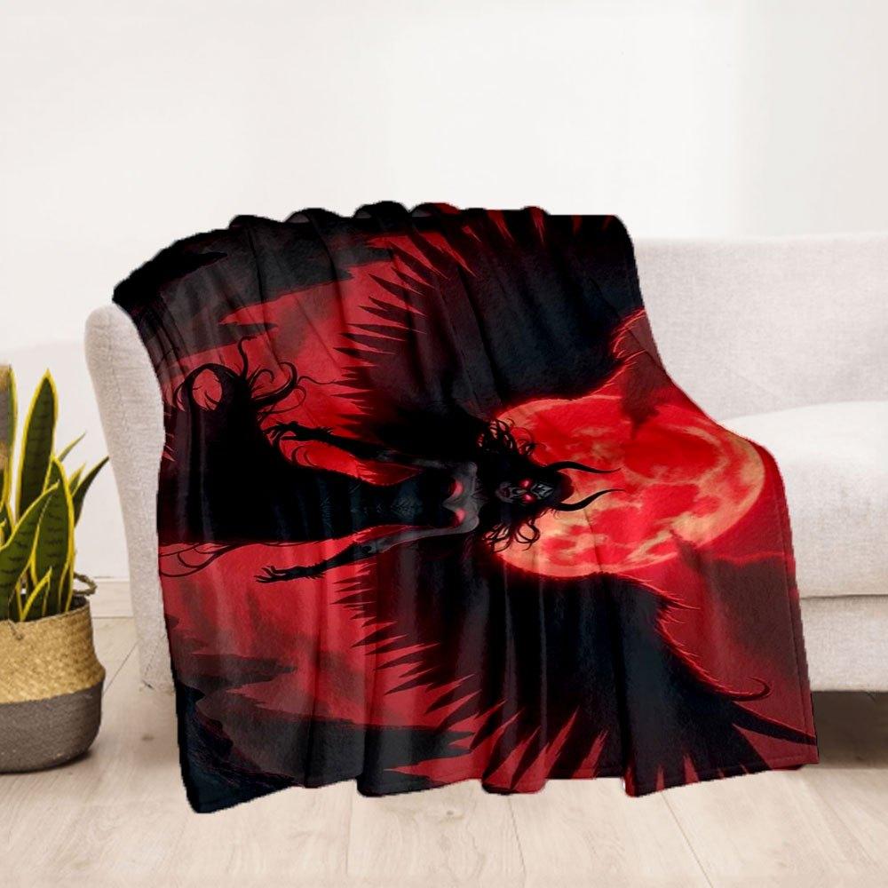 "Dark Fantasy Angel Wings Wall Art Print"Blanket Flannel Throw Blanket for Sofa, Bed, Travel, Camping, Office, Couch, Chair, And Bed Gift Fo