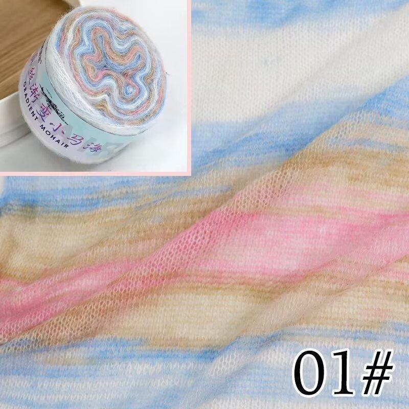 Warm Color Gradient Mohair Soft and Skin Friendly Mohair Fine Thread Hand Woven Crochet Baby Sweater Scarf Glove Material