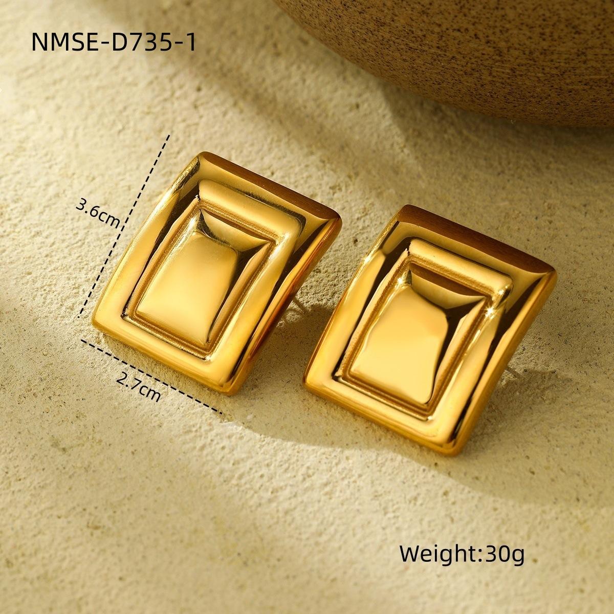 GEMCHIC Women s Square Color Block Stainless Steel Earrings Fashion Gold Plated Drop Jewelry