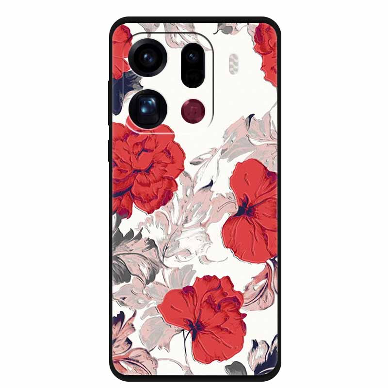 3D Flowers Case For Oppo Find X9 Pro 5G Case Emboss Relief Floral Black Silicone Soft Back Cover For Oppo Find X9 Pro Case Funda