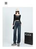 American Style High-Waist Loose Velvet Denim Pants for Women - Thickened, Floor-Length, Pear-Shaped, Fashionable Wide-Leg Design