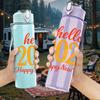 1PC Hello 2026 Happy New Year Print 750ml Color Plastic Sports Water Bottle Leakproof Flip Straw Lid Suitable for Sports Office Home Use