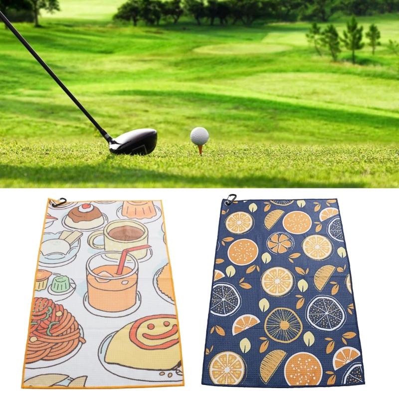 Golf Balls Cleaning Towel with Carabiner Hook Water-Absorption Wipe Cloth Golf Club Head Wipe Cloth Cleaner for Golf Bag