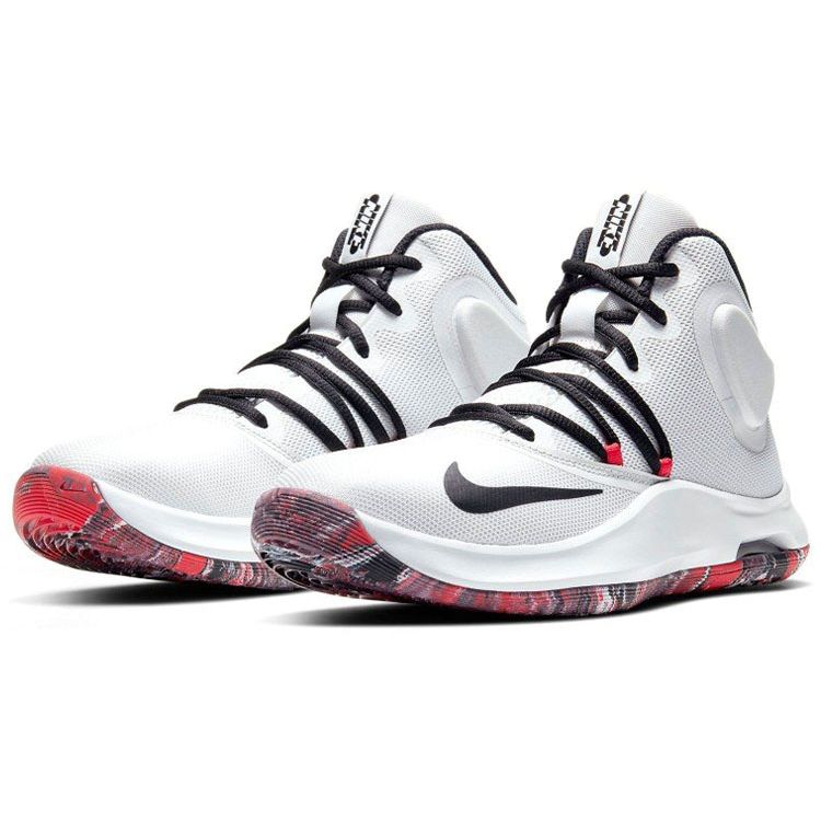 Nike Air Versitile 4 Fashion Comfortable Shock Absorption Anti-Slip Wear-Resistant Mid-Top Basketball Shoes Men Sneakers White Black Red AT1199-004