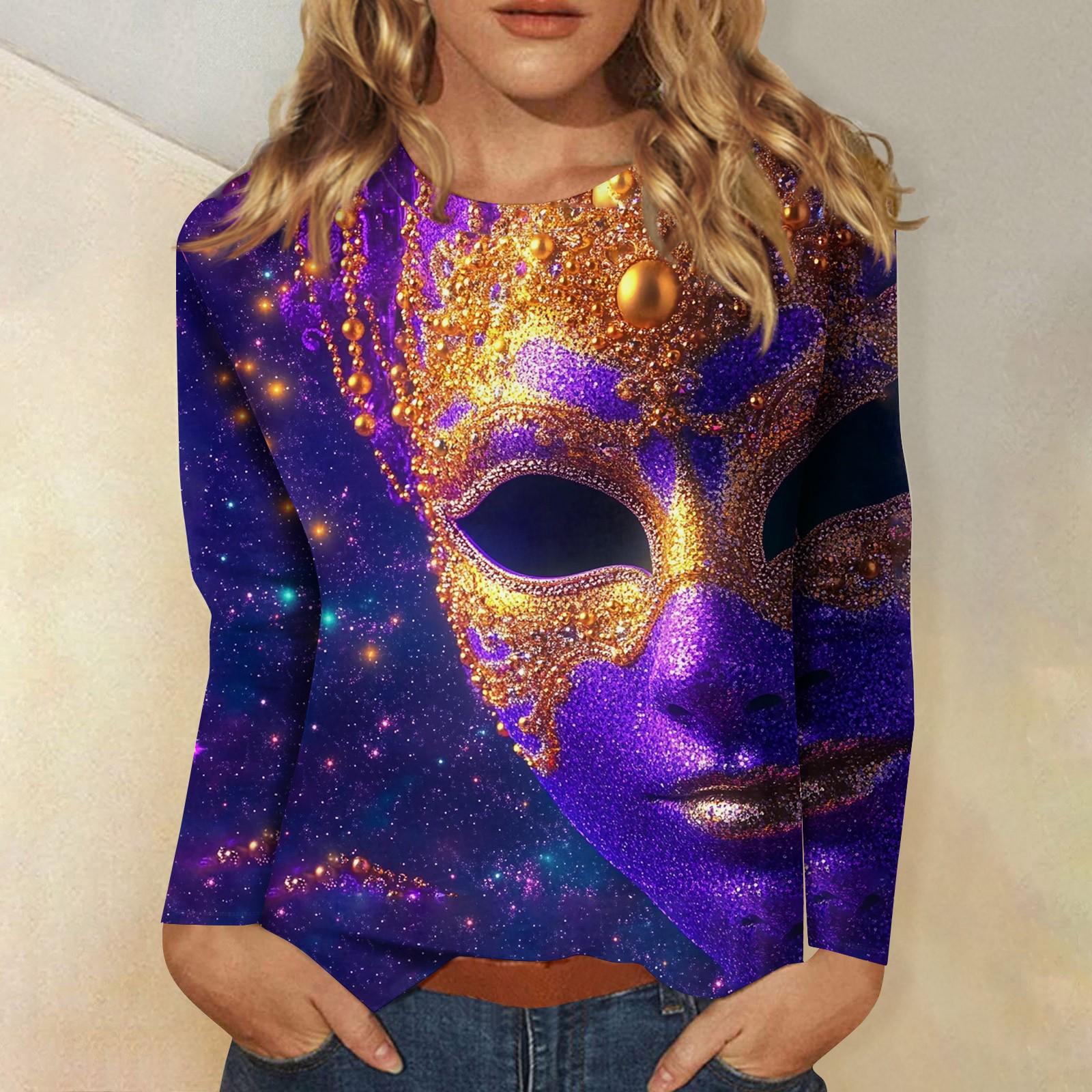 

Рубашки с длинным рукавом для женщин Милые принты Графические футболки Блузки Нарядные повседневные блузки Плиссированные туники с круглым вырезом Топы Рождество XL