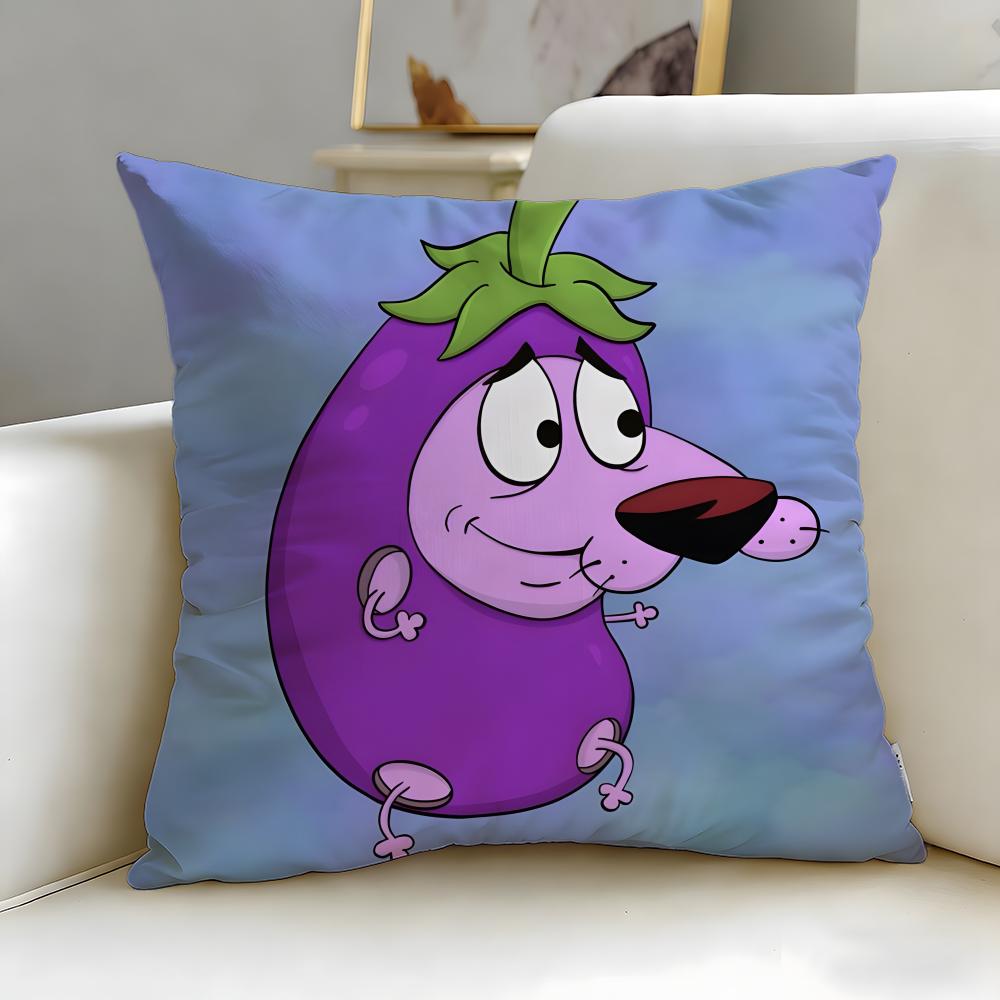 Cartoon Courage the Cowardly Dog Cushion Cover Soft & Easy-Wash Pillow Case – Versatile for Couch, Bed, Travel and Office