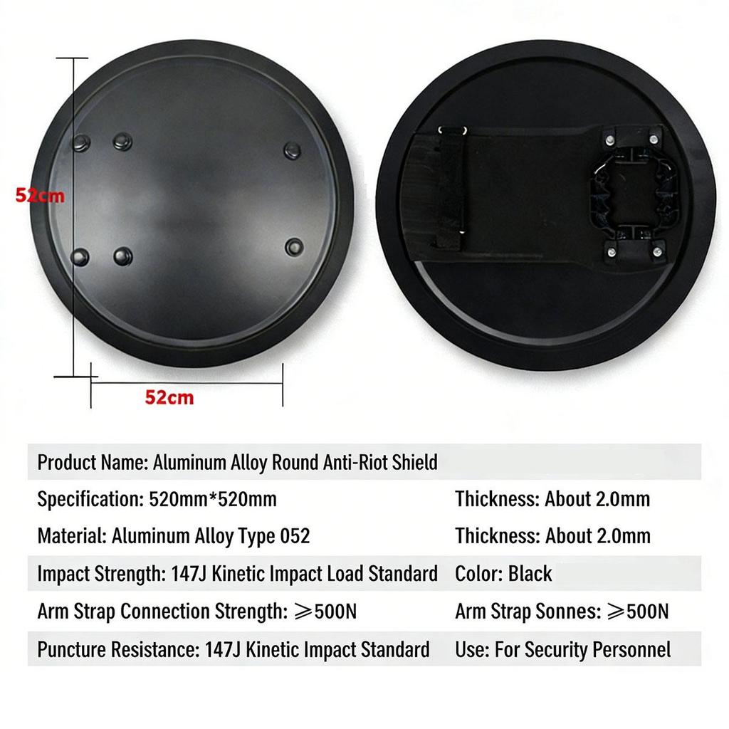 Protective Equipment Aluminum Alloy Metal Shield Forearm Armor Shield Lightweight Round Shield Home and Camping Cosplay Training Safety Defense Shield