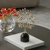 Metal Golden Tree Marble Sculpture Recessed Artistic Plant Arrangement Tree Statue Decorative Figurines Home Decoration