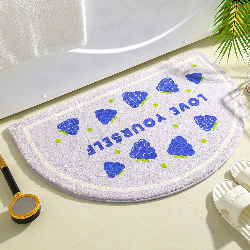 Ins Simple Bath Mats Small Fresh Flowers Floor Rug Home Entrance Carpet Bedroom Toilet Bathroom Door Absorbent Non-Slip Foot Pad