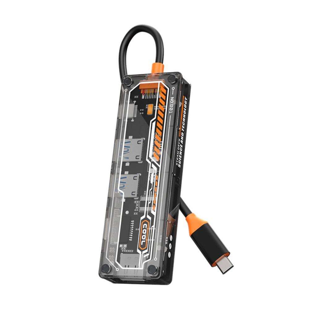 6 In 1 Type C Hub with Transparent Design USB 3 0 Adapter for Laptop MacBook Expand Ports Fast Data Transfer