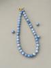 Summer Beach Jewelry Dainty Layering Choker Chunky Gemstone Genuine Aquamarine Beaded Necklace with Gold Toggle Clasp