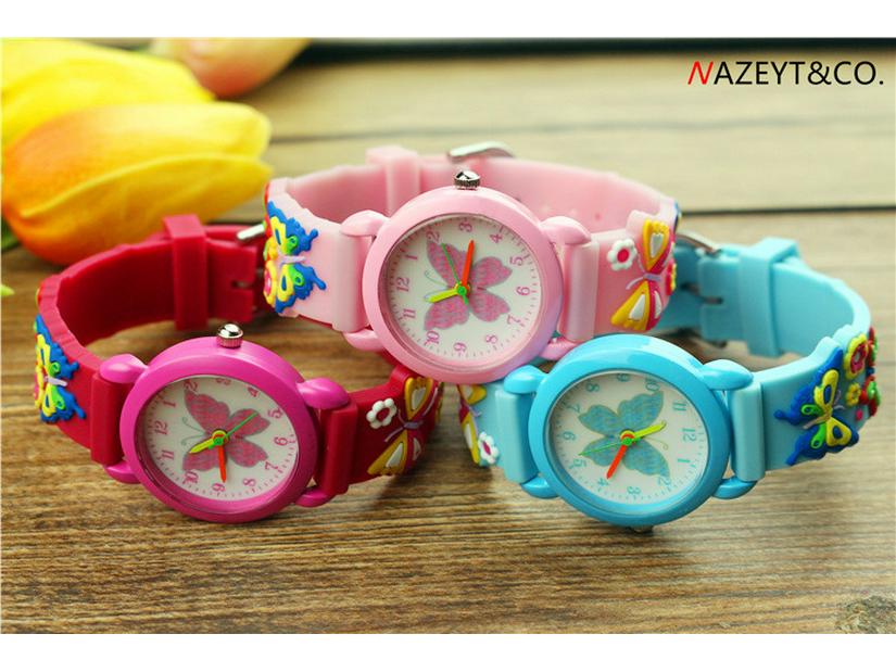 3D Kids' Quartz Butterfly Watch - Silicone Band for Elementary Students