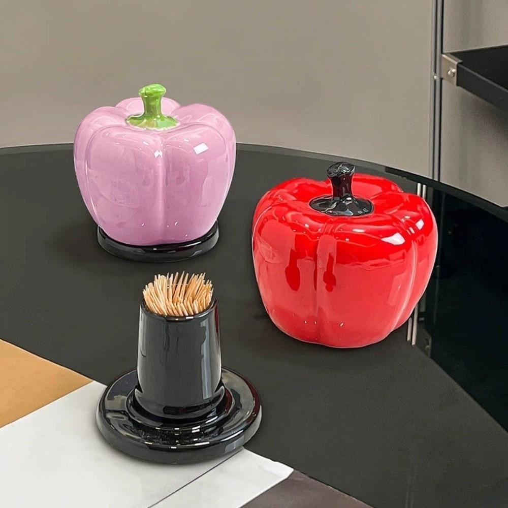 Ceramic Lantern Chili Toothpick Box Chili Thickened Chili Toothpick Case Dental Floss Storage Vegetable Shapes