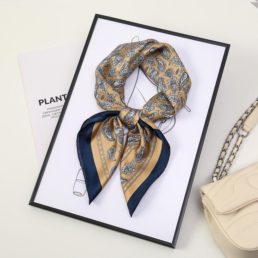 71 Flower polka dot simulation silk scarf neck small square scarf Korean atmosphere sunscreen scarf advanced sense