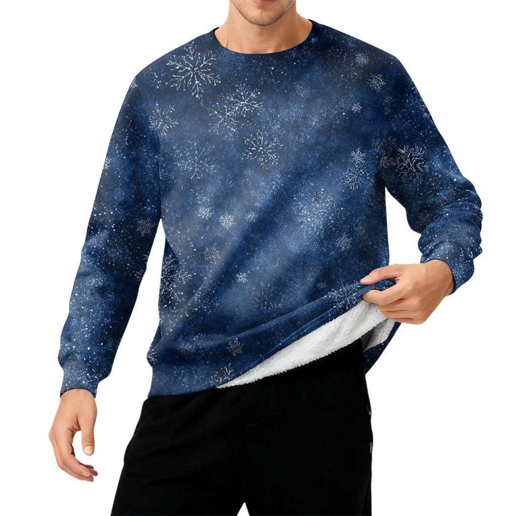 Men's Round Neck Fleece-Lined Thick Warm Sweatshirt