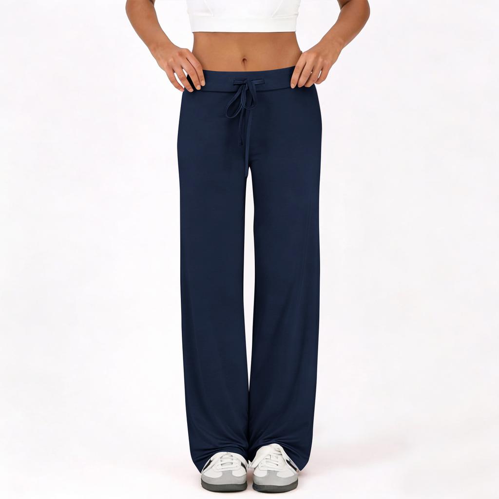 Damen Schlaghose Lässige Kordelzug Elastischer Bund Bequeme Schlaghose Yoga Lose Hose