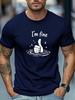 Unisex O Neck Tee Im Fine Thumbs Up Drowning Pattern Print Cotton Short Sleeve Loose Summer Breathable Daily Casual Basic Wear Top