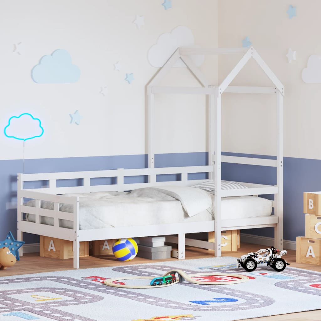 Daybed with Canopy White 80x200 cm Solid Pine Wood